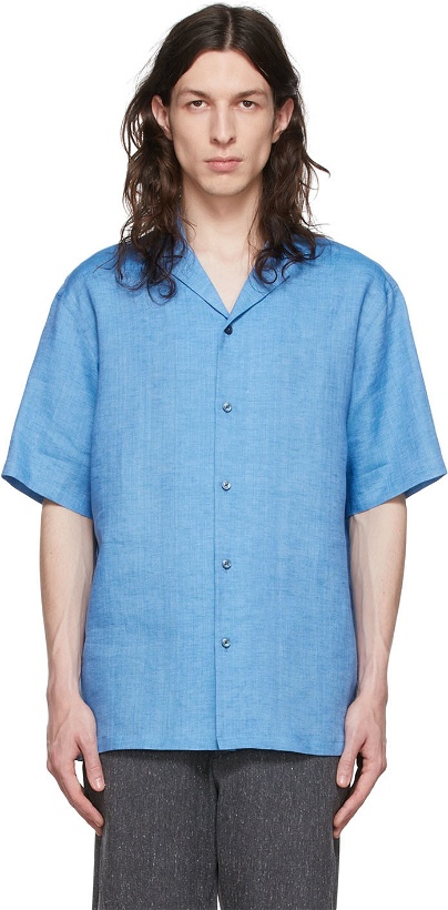 Photo: Z Zegna Blue Linen Shirt