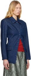 Dries Van Noten Navy Press-Stud Denim Jacket