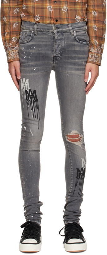 Photo: AMIRI Grey MA Stencil Jeans