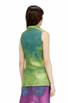Diesel Belted vest in coloured satin denim - Vests Womens in Green