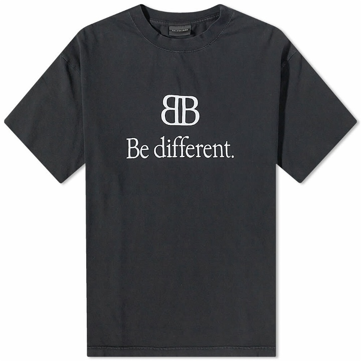Photo: Balenciaga Men's Be Different T-Shirt in Black/White