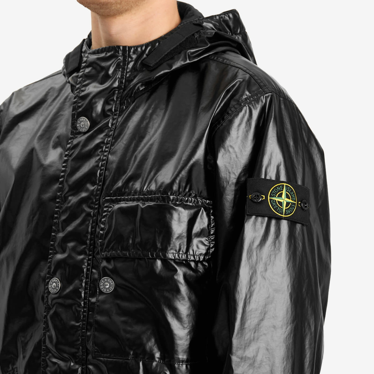 パーカー・フーディ Stone  MUSSOLA GOMMATA PARKA Stone Island Black Mussola Gommata Short Hooded Parka