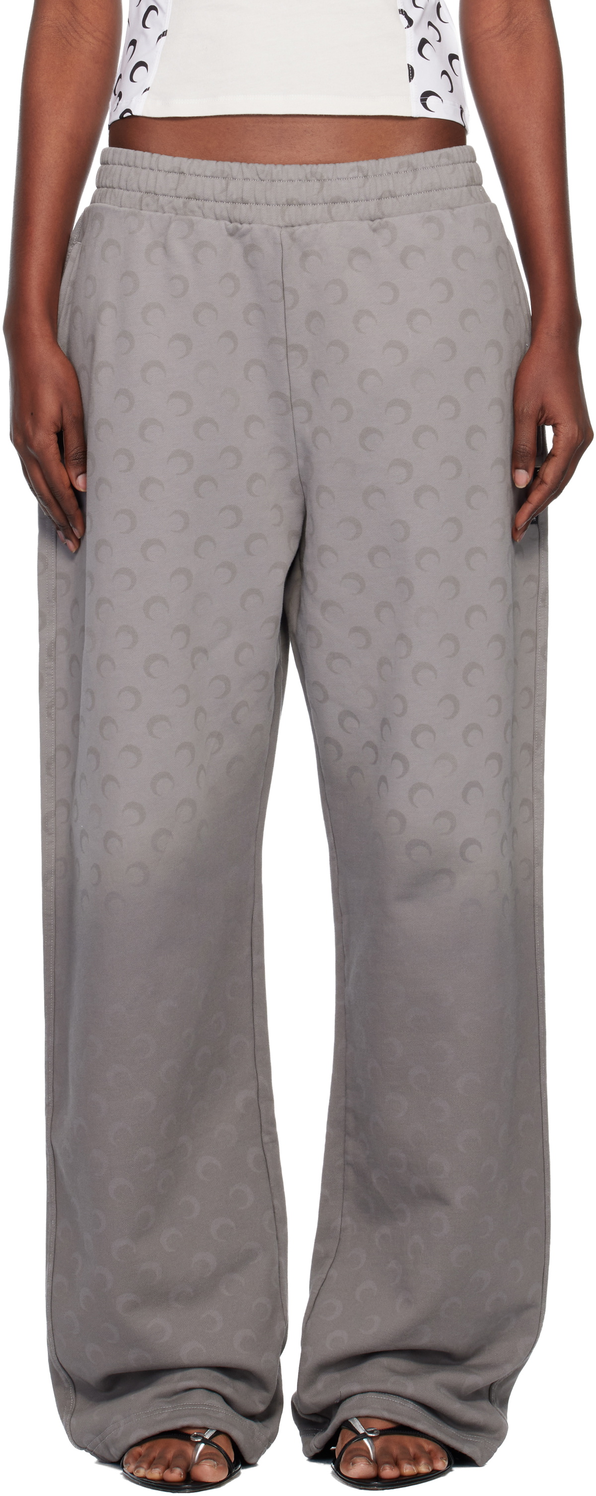 Marine Serre Gray Faded Moon Fleece Sweatpants