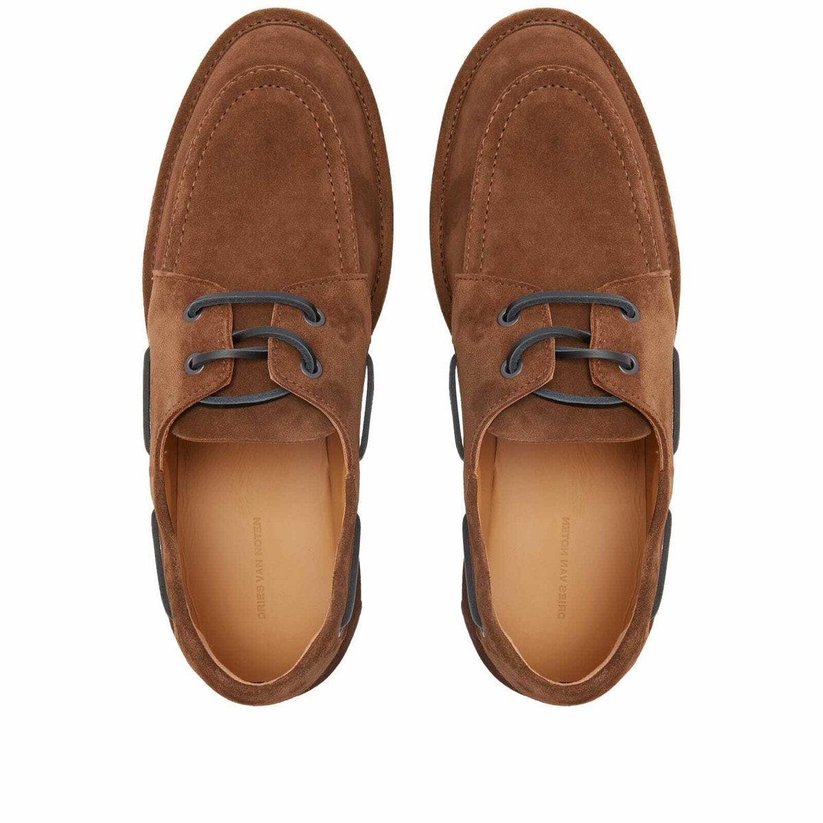 Dries Van Noten Men's Suede Boat Shoe in Brown Dries Van Noten
