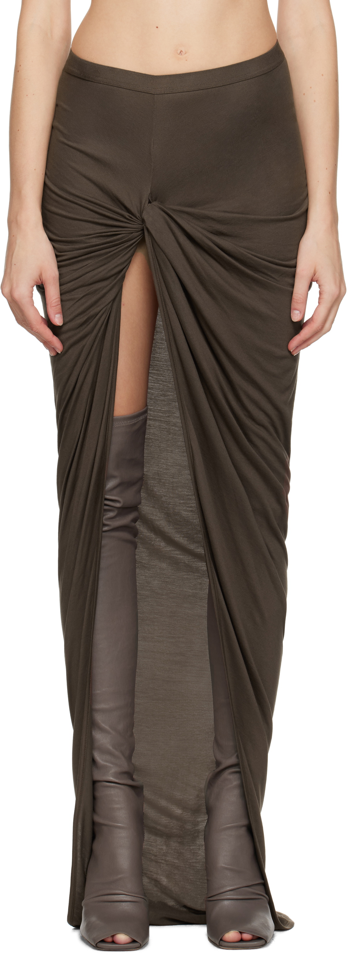 Rick Owens Lilies Taupe Porterville Twist EDFU Maxi Skirt