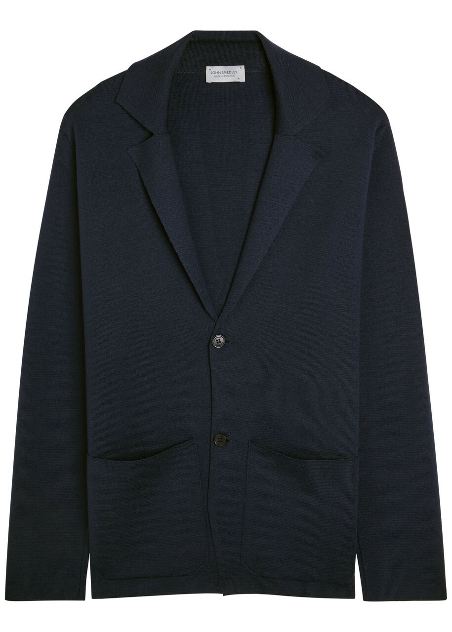 John Smedley Autry Merino Wool Cardigan Navy