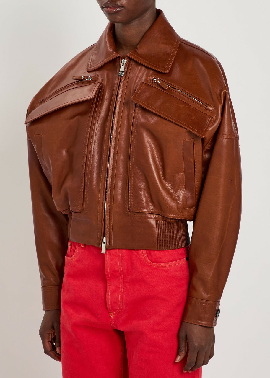 Versace Leather Jacket Brown