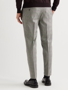 Incotex - Cropped Slim-Fit Prince of Wales Checked Virgin Wool Trousers - Gray