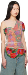 Marine Serre Multicolor Regenerated Silk Scarves Layer Top