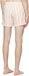 Hugo White & Yellow Striped Swim Shorts