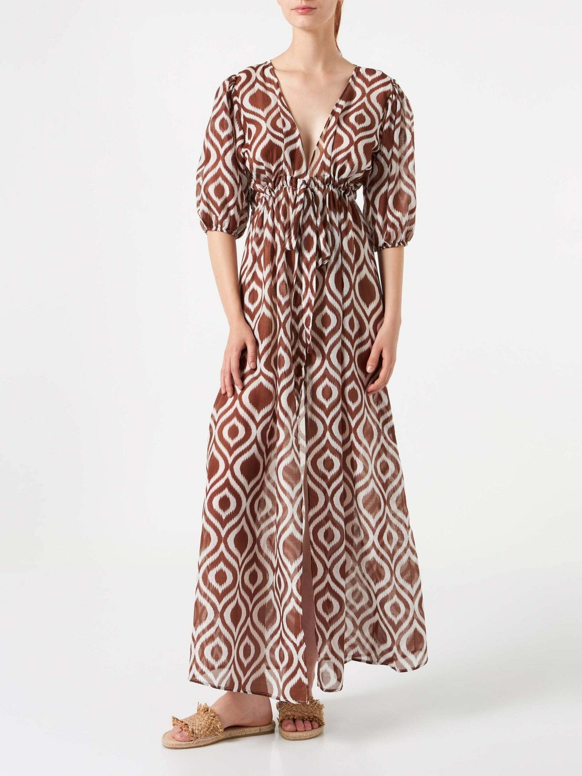 chinese dress ladies Black Gold Cotton Long Sleeved Beach Dress – Lindsey Brown main image 1