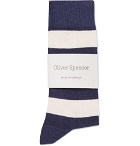 Oliver Spencer Loungewear - Lee Striped Stretch Cotton-Blend Socks - Navy