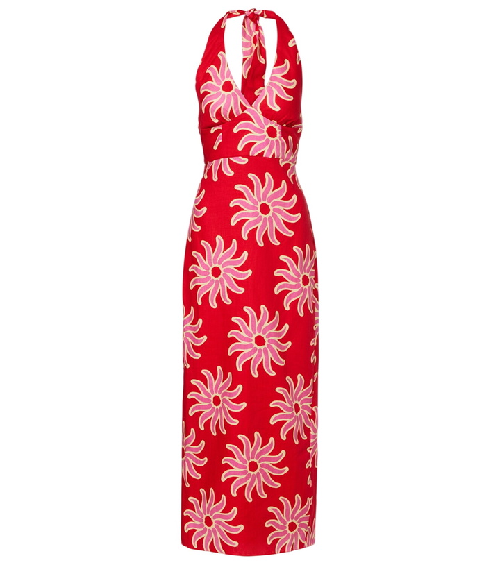Photo: Cala de la Cruz Dasha printed halterneck linen maxi dress