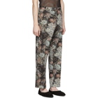 Dries Van Noten Black and Green Floral Trousers