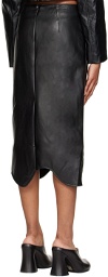 Recto Black Asymmetric Midi Skirt