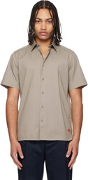 Hugo Taupe Relaxed-Fit Stretch Cotton Shirt