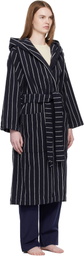 Tekla Black & White Terry Hooded Bathrobe