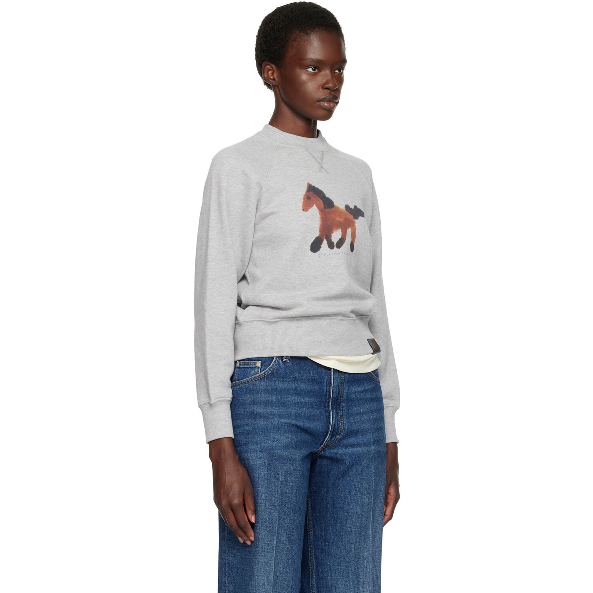 Stella McCartney Gray Watercolour Horse Sweatshirt