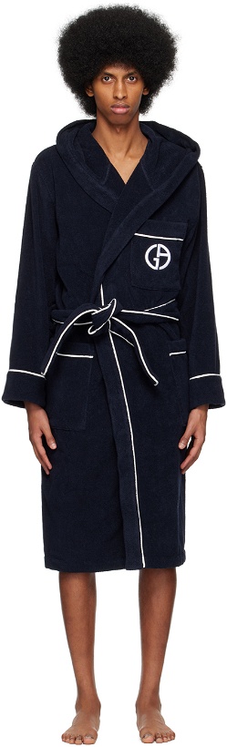 Photo: Giorgio Armani Navy Embroidered Robe