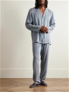Zimmerli - Camp-Collar Striped Woven Pyjama Set - Blue