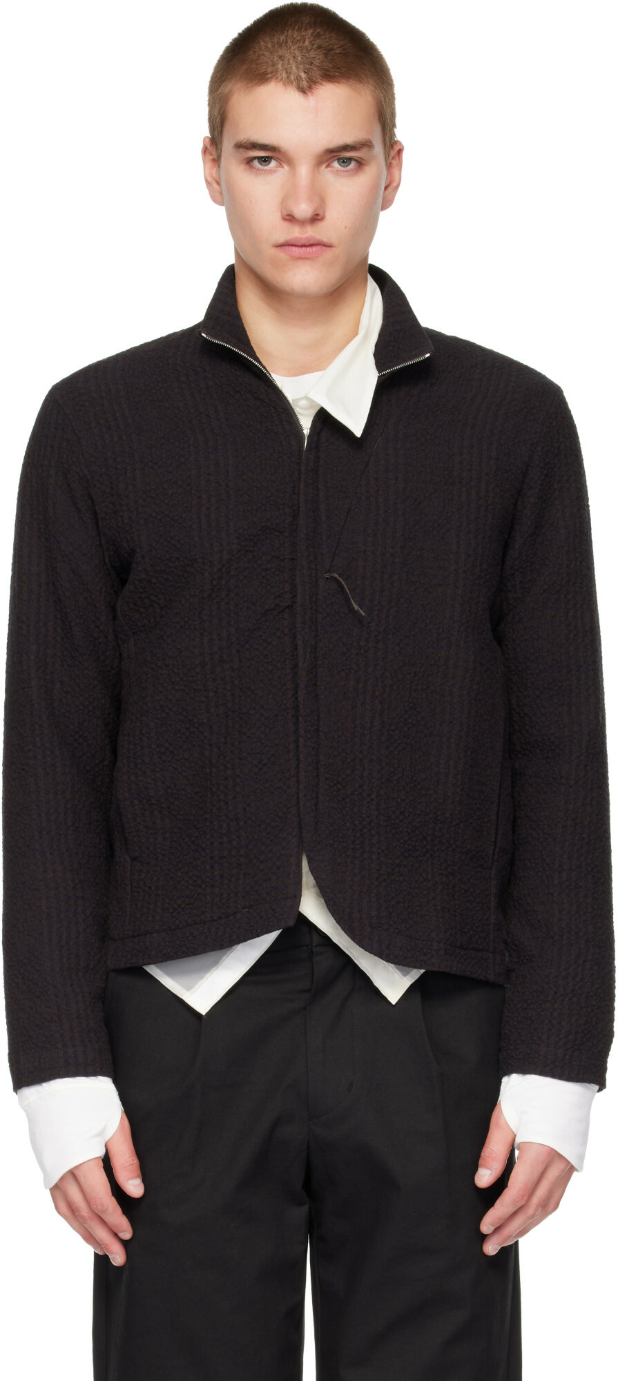 POST ARCHIVE FACTION (PAF) Brown Seersucker Track Jacket