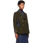 Sacai Khaki and Blue Wool Denim Combo Jacket