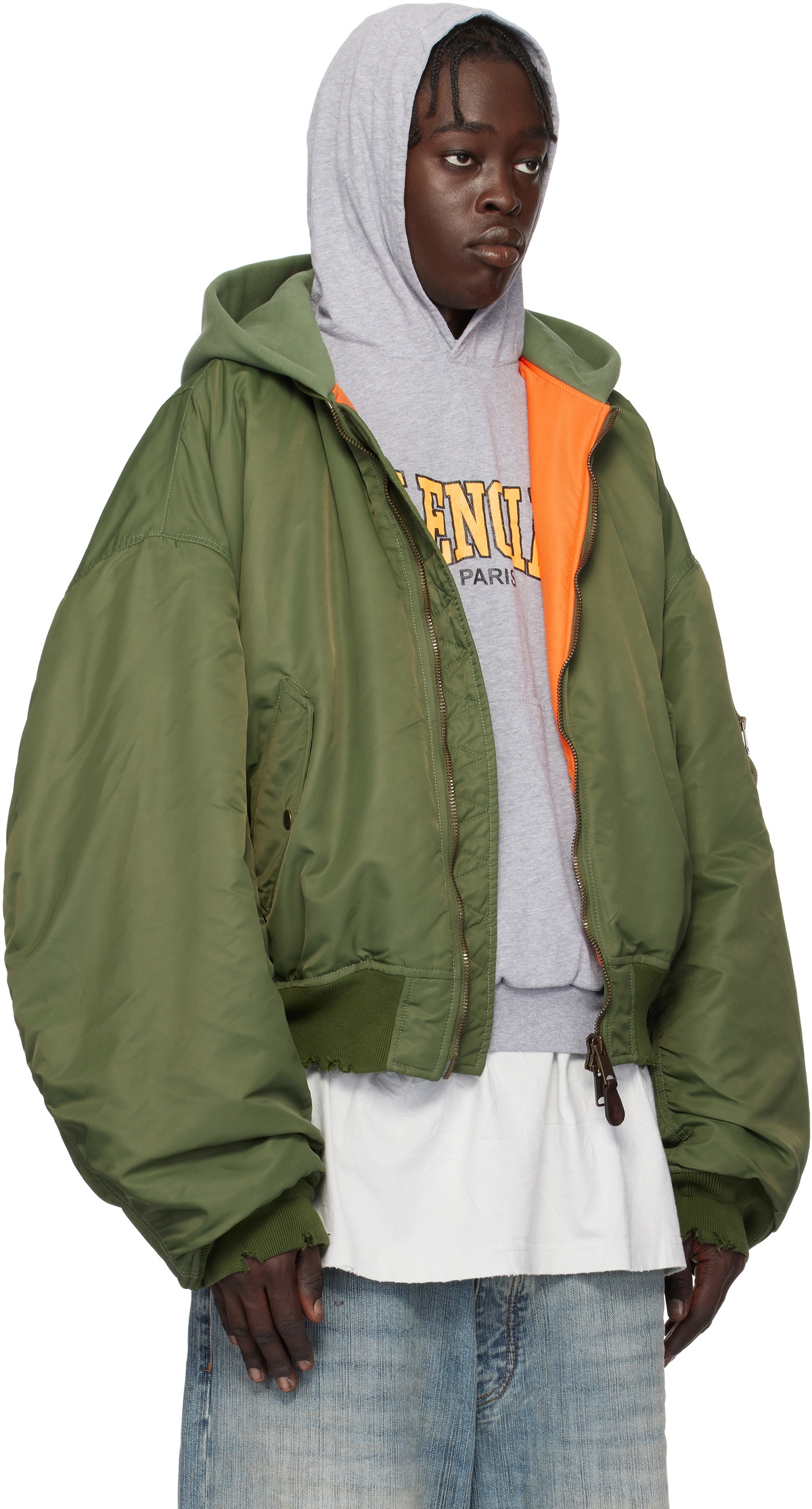 Balenciaga Khaki Vegetable-Dyed Bomber Jacket Balenciaga