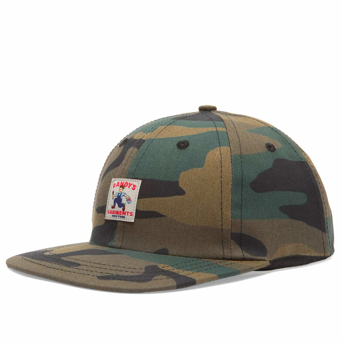 Randy's Garments Men's Randy’s Garments  5 Panel Logo Snapback Cap in Woodland Camo Twill 