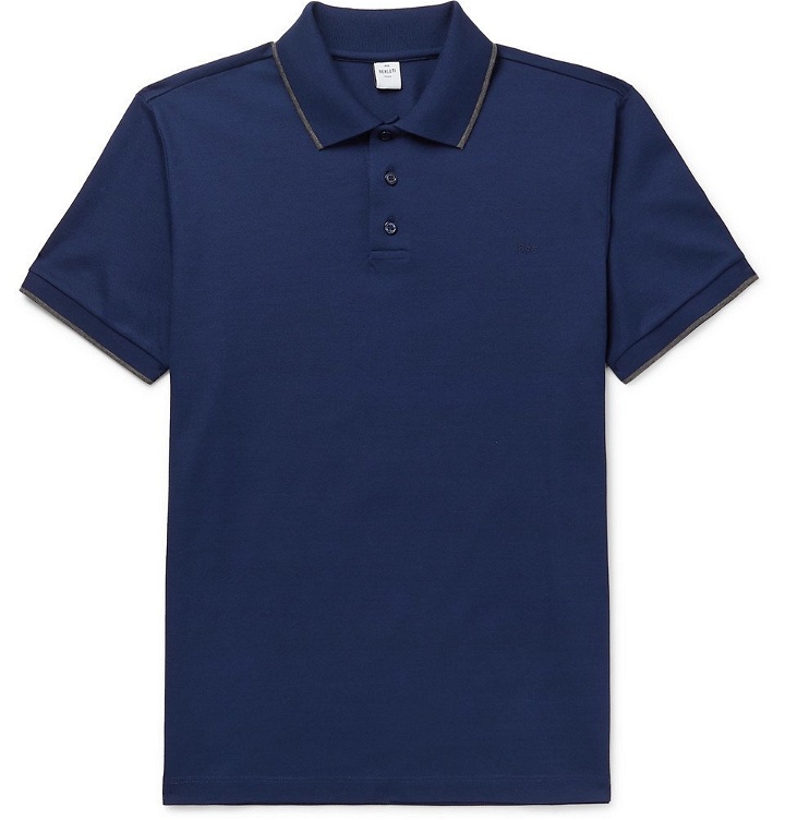 Photo: Berluti - Slim-Fit Contrast-Tipped Cotton-Piqué Polo Shirt - Navy