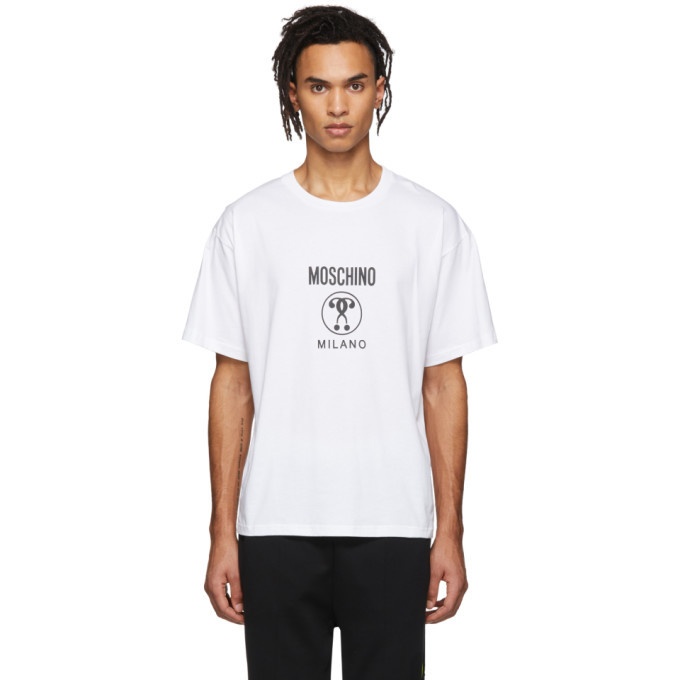 Photo: Moschino White Small Double Question Mark T-Shirt