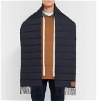 Loewe - Fringed Logo-Appliquéd Quilted Cashmere and Shell Scarf - Navy