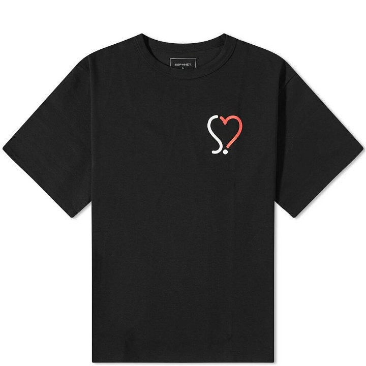 Photo: SOPHNET. Men's SOPHNET S Heart Logo T-Shirt in Black