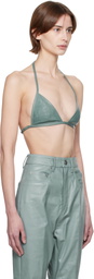 Rick Owens Blue Hollywood Waxy Lamb Leather Bra