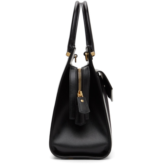 Saint Laurent Baby Uptown Canvas And Leather Tote Bag