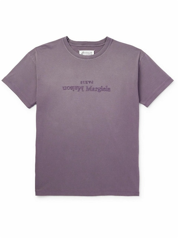 Photo: Maison Margiela - Logo-Embroidered Cotton-Jersey T-Shirt - Purple