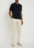 Lestrange Textured Pointelle-knit Shirt Navy