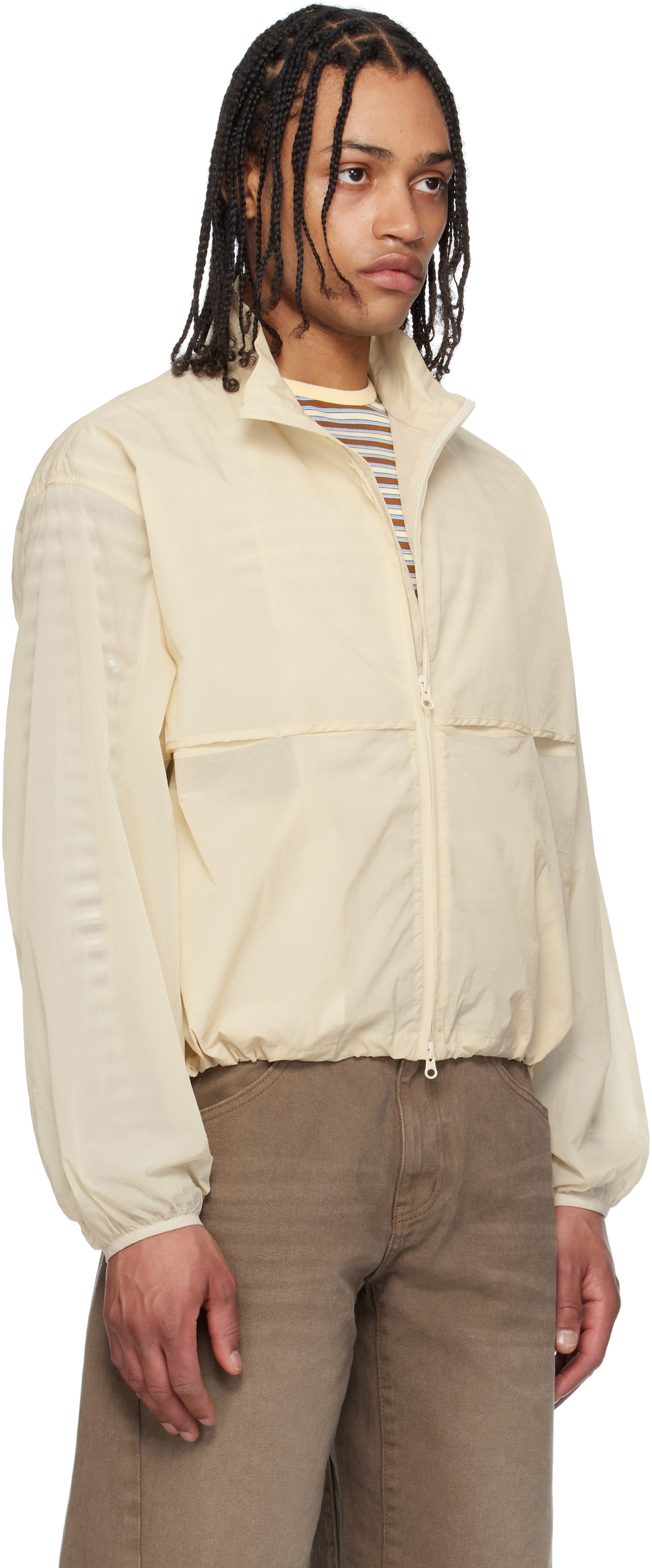 COOR Beige Pinched Layered Windbreaker Jacket