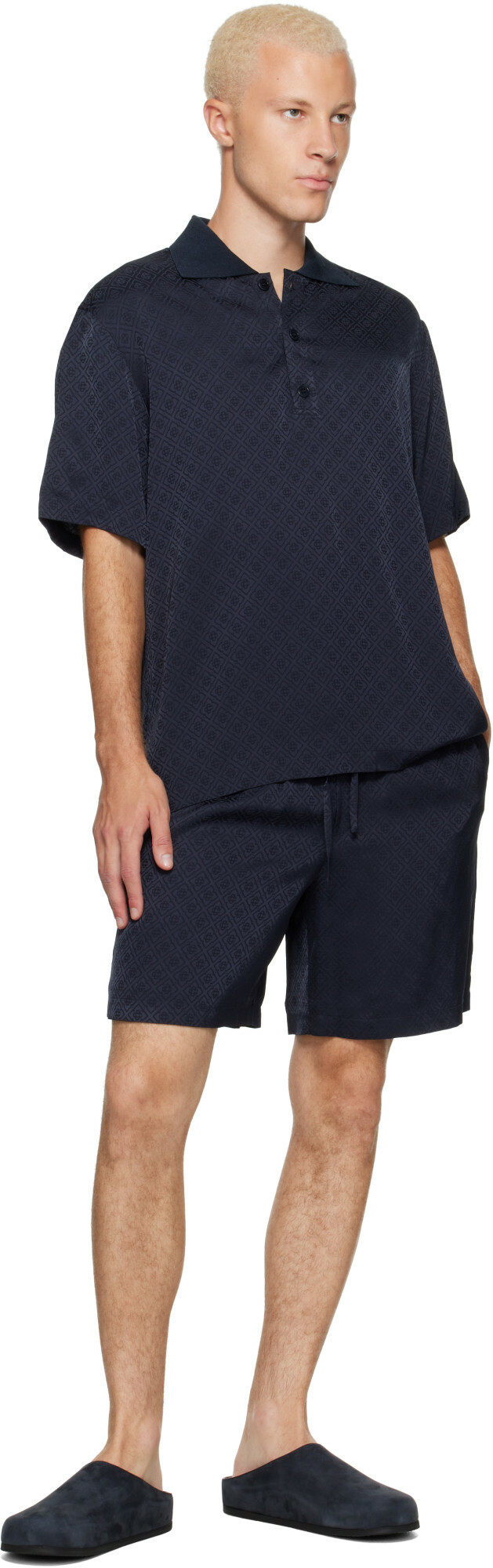 Studio Nicholson Navy Wearing Nabuk Clog Flats