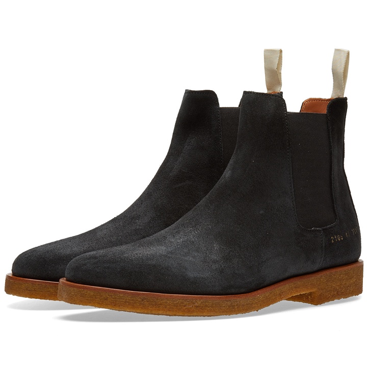 Photo: Common Projects Chelsea Boot Waxed Suede Black