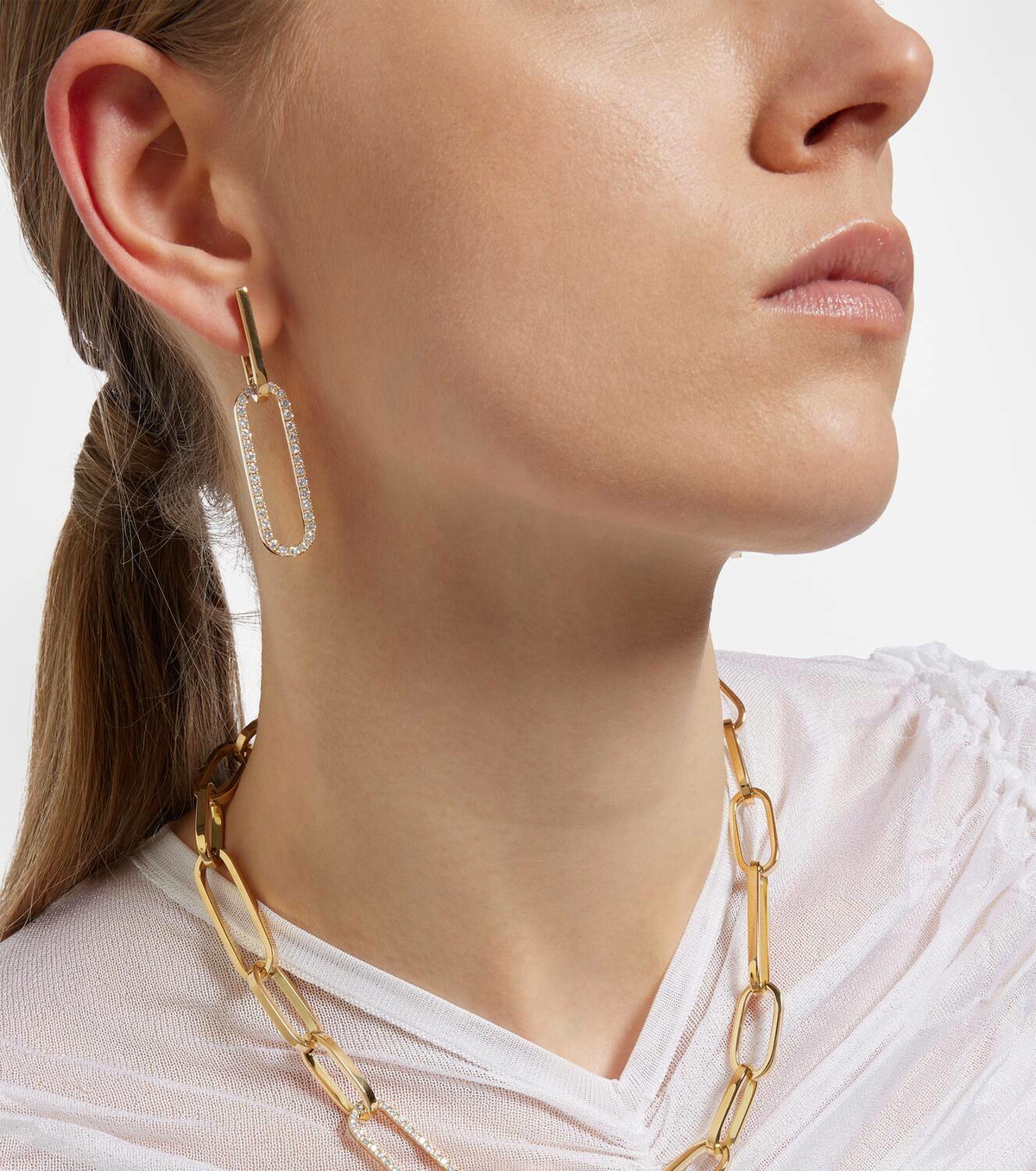 Bucherer Fine Jewellery Link 18kt gold hoop earrings with diamonds