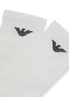 Emporio Armani Logo Ribbed Cotton-blend Socks - set of Three - White - One Size