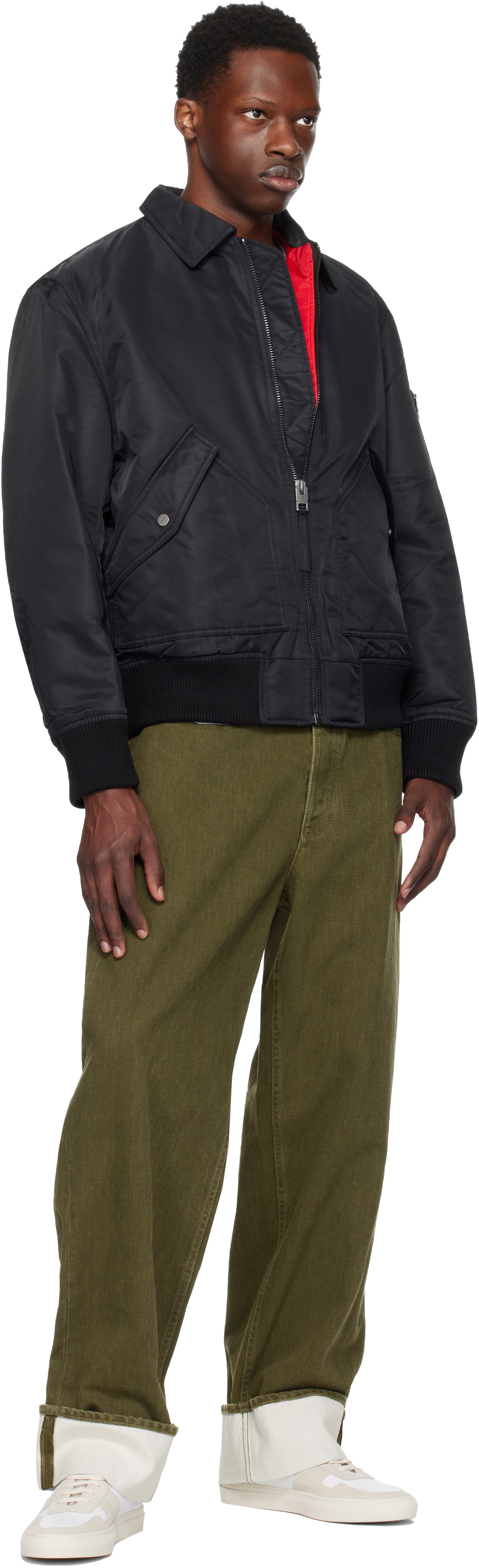 Hugo Black Recycled Nylon Bomber Jacket