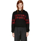 McQ Alexander McQueen Black Cropped Embroidered Logo Hoodie