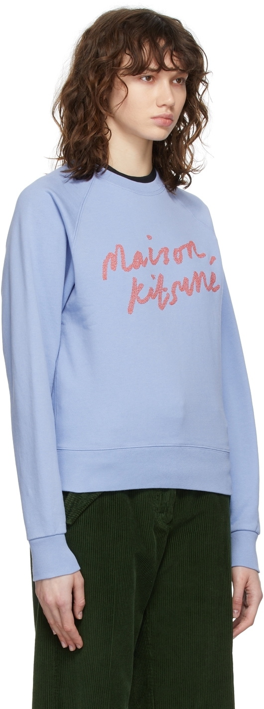 Maison Kitsuné Blue Handwriting Adjusted Sweatshirt Maison Kitsune