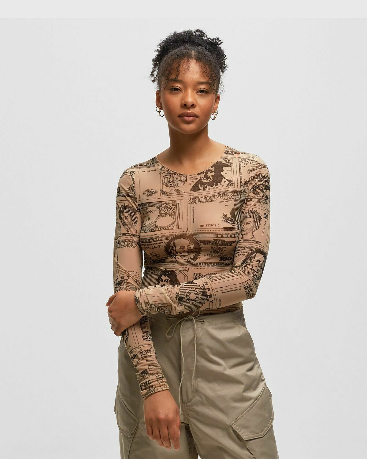 Heron Preston Hp Currencies Ls Body Nude Brown|Beige - Womens - Bodies Heron  Preston