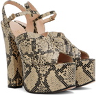 Gucci Beige & Brown Python Platform Heeled Sandals