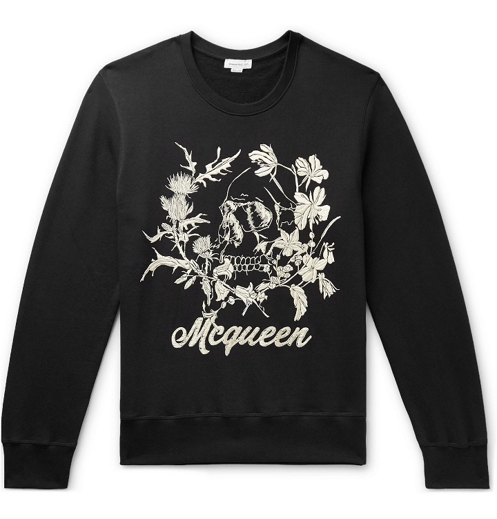 Photo: Alexander McQueen - Logo-Embroidered Loopback Cotton-Jersey Sweatshirt - Black