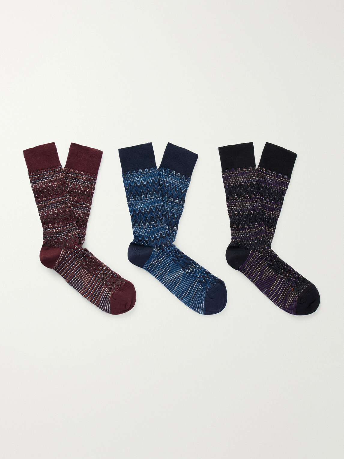 Missoni - Set of Three Crochet-Knit Cotton-Blend Socks - Multi
