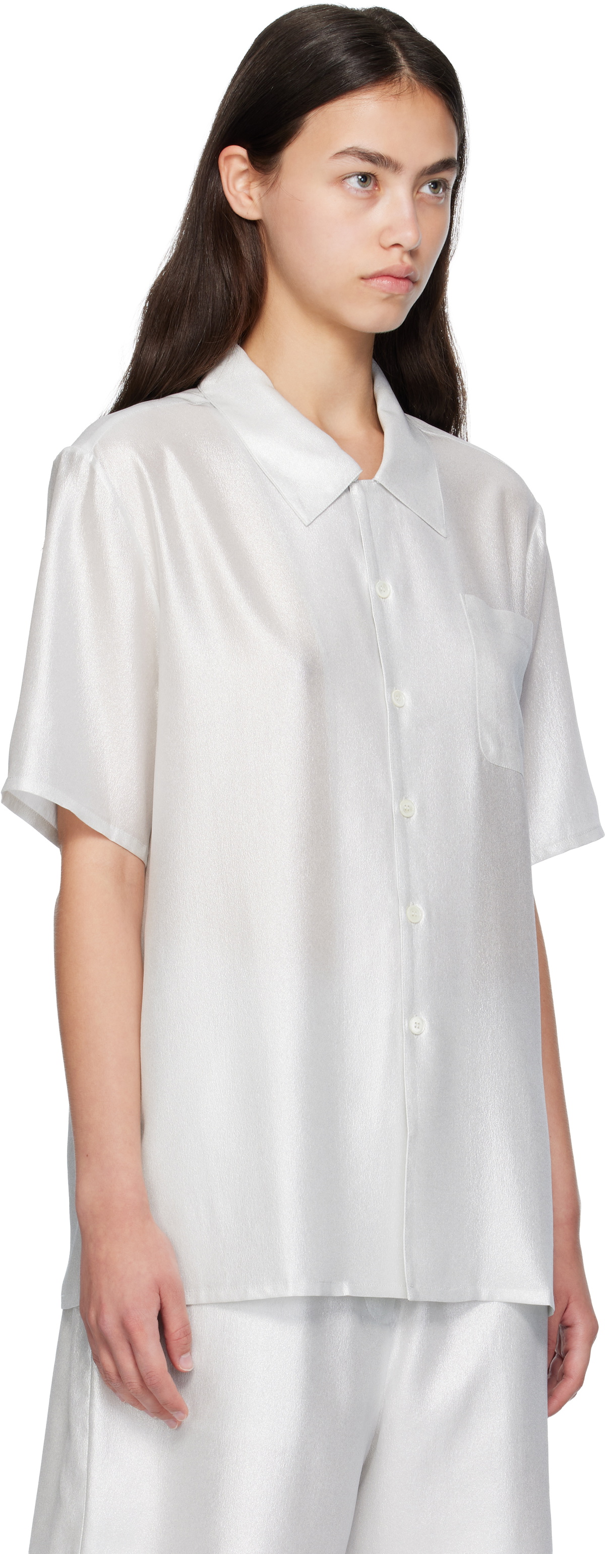 Silk Laundry Silver Camp Shirt