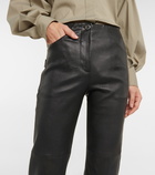 Brunello Cucinelli - High-rise leather bootcut pants